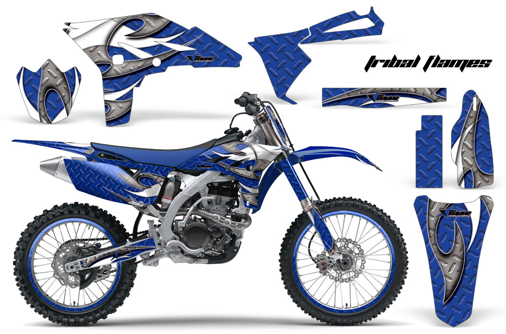 Yamaha YZ250F 2010 Graphics Kit TRIBAL FLAMES-WHITE BLUEBG-NP